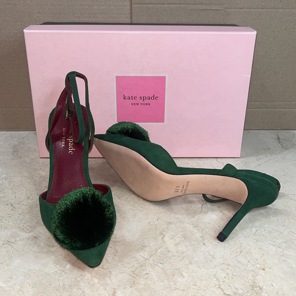 ♠️kate spade Amour Pom Pumps, Arugula Green NIB - Picture 14 of 15